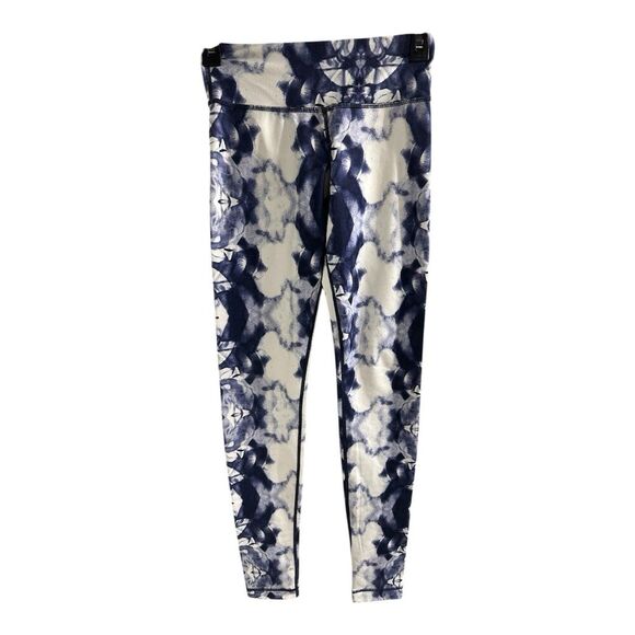 Lululemon Wunder Under Blue & White Ink Blot Patterned Athletic Leggings Size 2 - Picture 1 of 7